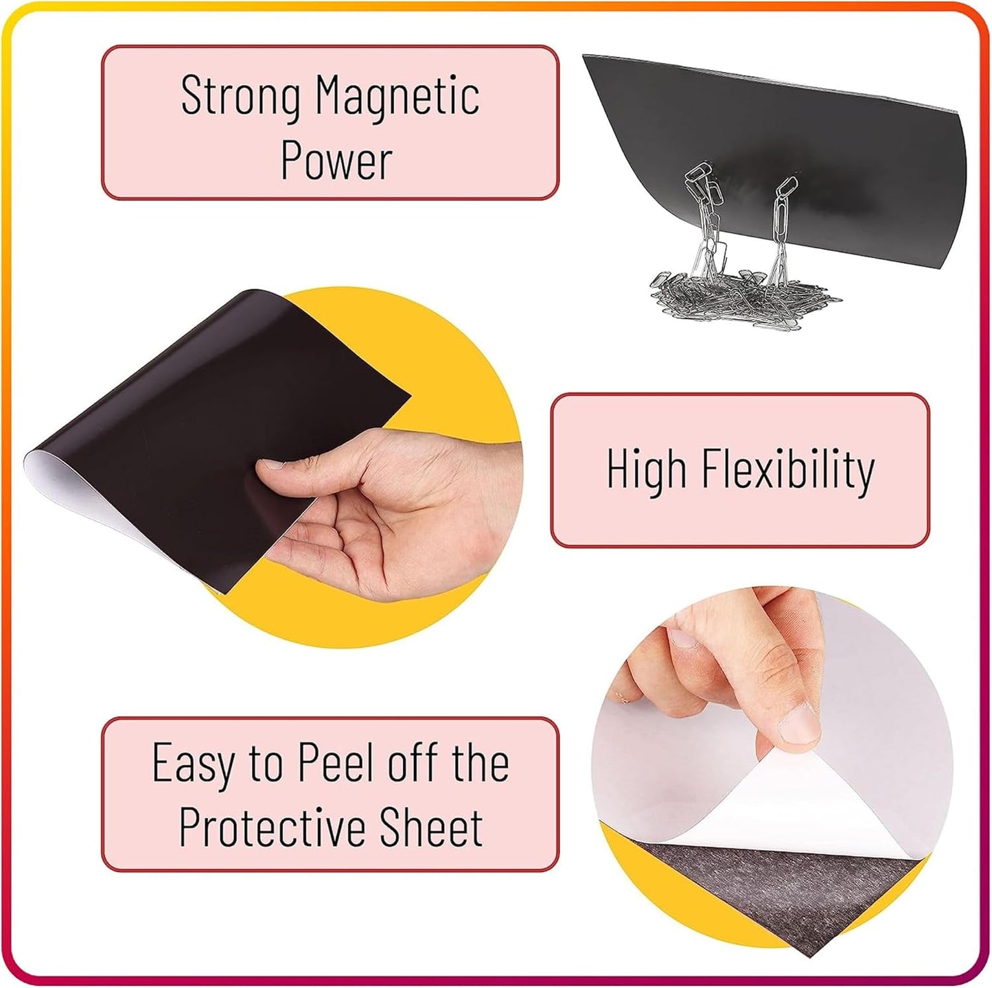 Magnetic Sheets with Adhesive Backing for Crafts, DIY 10 Pack. Strong Craft Magnets 5" x 7" to Make Flexible Magnet Self Sticky Tapes, Strips, Squares, Sheet for School Classroom Board, Fridge, Photos