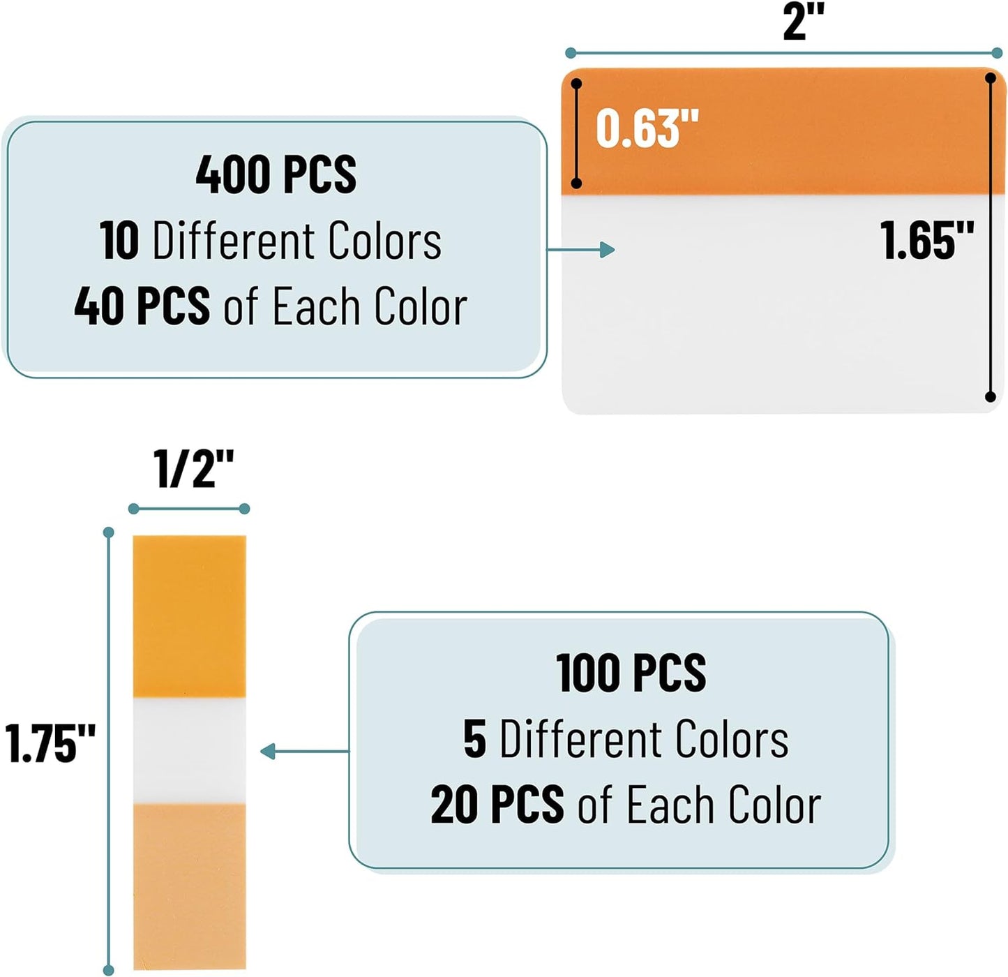 Mr. Pen- Sticky Index Tabs, 500 Pcs, 21 Sets, Colorful Sticky Tabs for Notebooks, Page Markers, Page Tabs for Binders, Page Tabs Sticky Tabs for Books, Notebook Tabs, Book Sticky Tabs for Notebooks