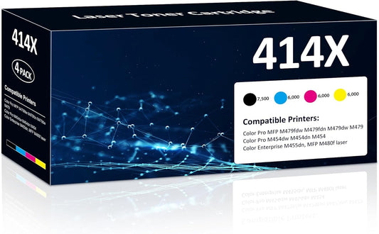 414X Toner Cartridges 4 Pack High Yield: MFP M479fdw - Compatible 414A 414X W2020A W2020X Toner Cartridges with Color Laserjet Pro M479fdn M454dw M454dn M454 M479 Printer Ink(B/C/Y/M) 4 Pack