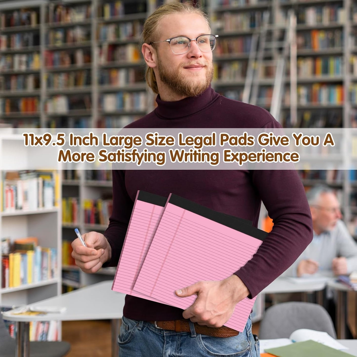 11" x 9.5" Legal Pads College Ruled Notepad 2 Pack Pink & Purple Colored Note Pads 30 Sheets Lined Paper Pads 80 GSM Legal Pad Perforated Writing Pads with Sturdy Back for School, Office, Home