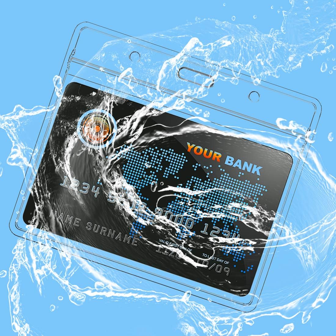 Lanyards with Id Holder Name Badges Waterproof Name tag Badge Holders with Neck Lanyard Swivel J-Hook Clip 50 Pack (Black, Horizontal)