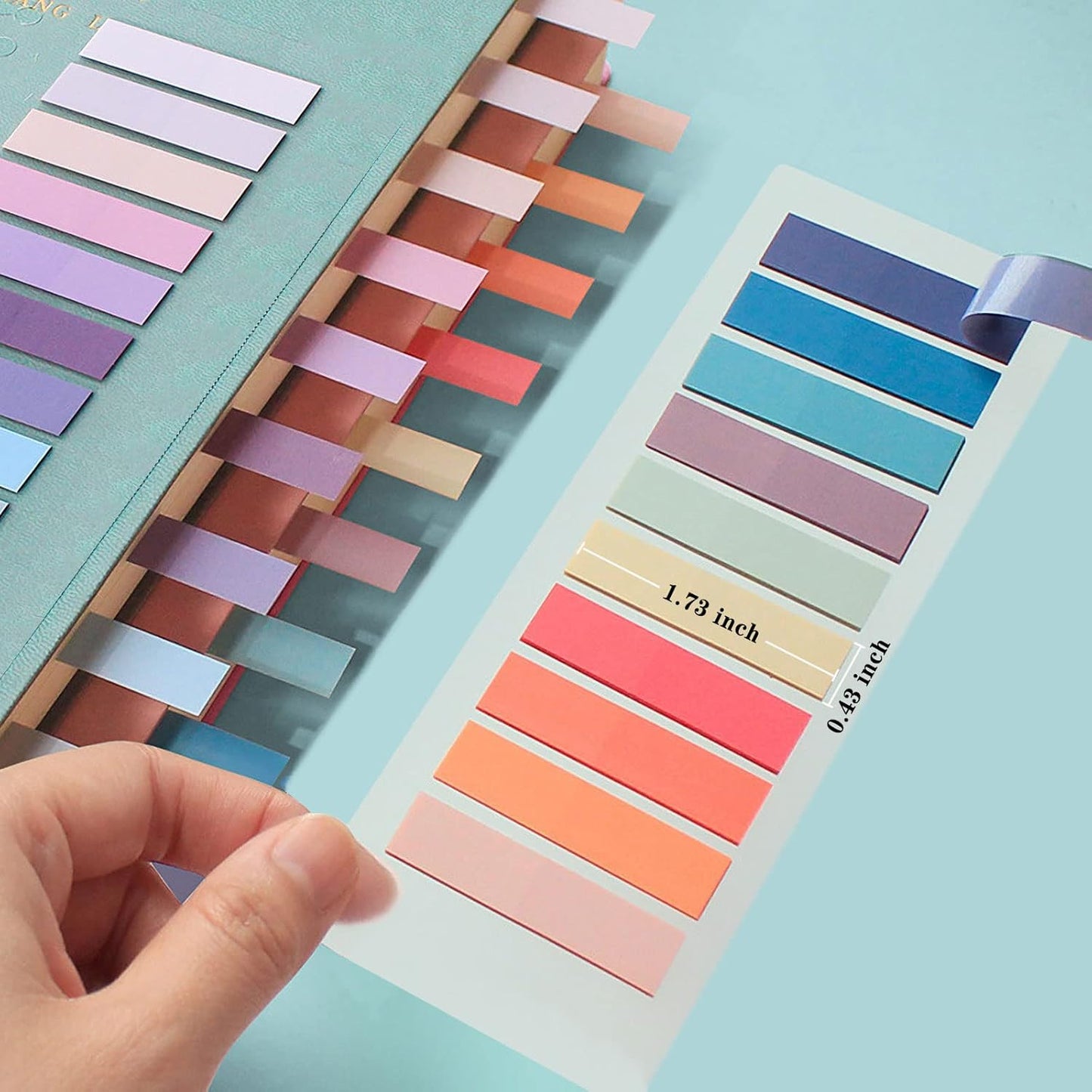 ELII 2400Pcs Sticky Tabs for Annotating Books,Morandi Book Tabs for Binders,Page Markers Clear Writable and Repositionable Book Flags Strip Index Tabs (morandi-2400pcs New)