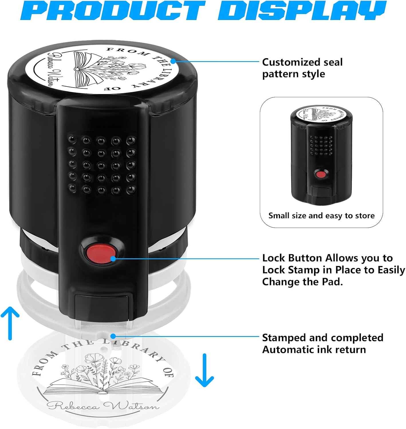 Custom Self-Inking Stamps | Personalized Book Stamp Gift for Book Lovers | 5 Ink Colors (Style06)