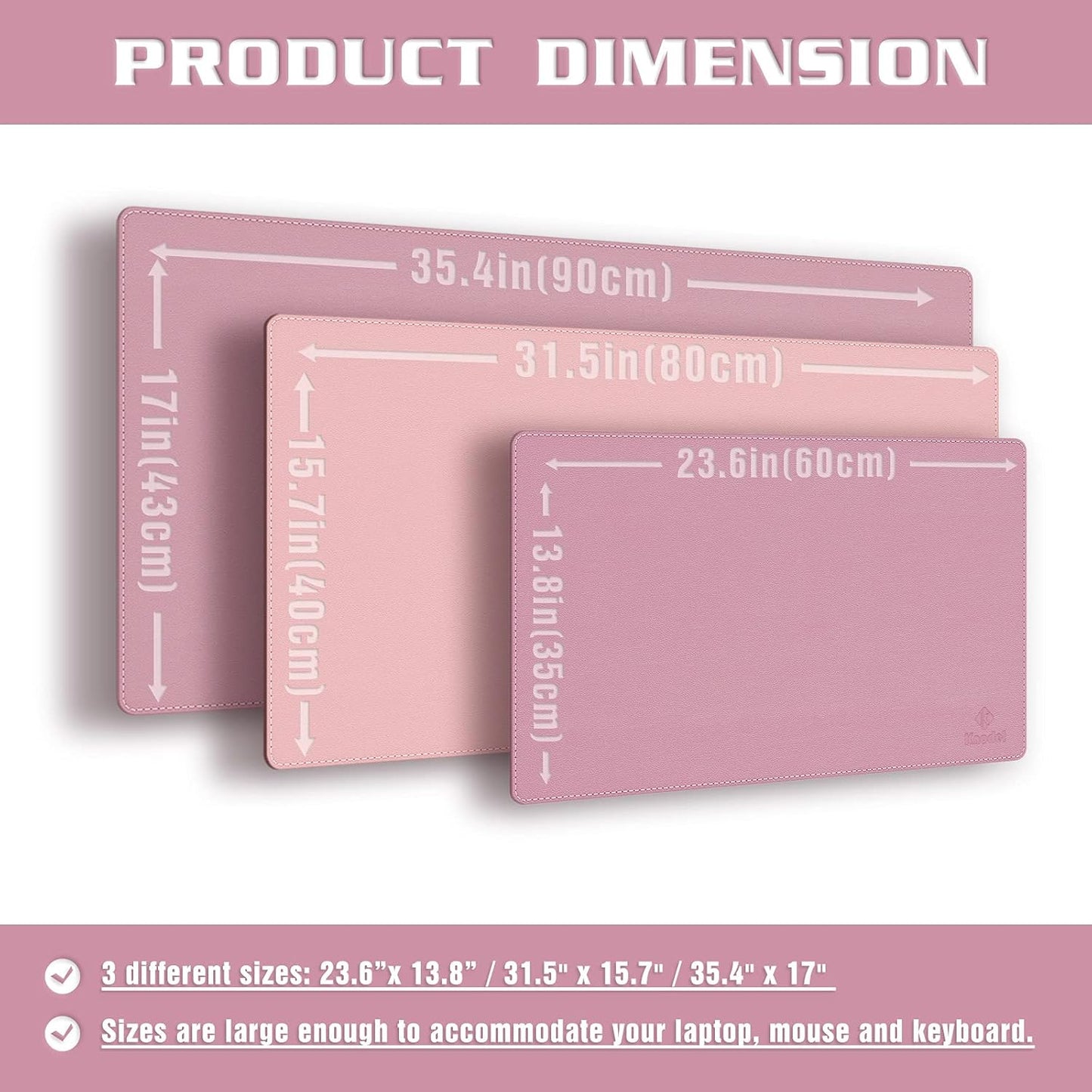 K KNODEL Desk Mat, Blotter, Dual-Sided Office Desk Pad, Waterproof Desk Mat for Desktop, Desk Blotters, PVC Leather Pad Protector (Purple, 35.4" x 17")