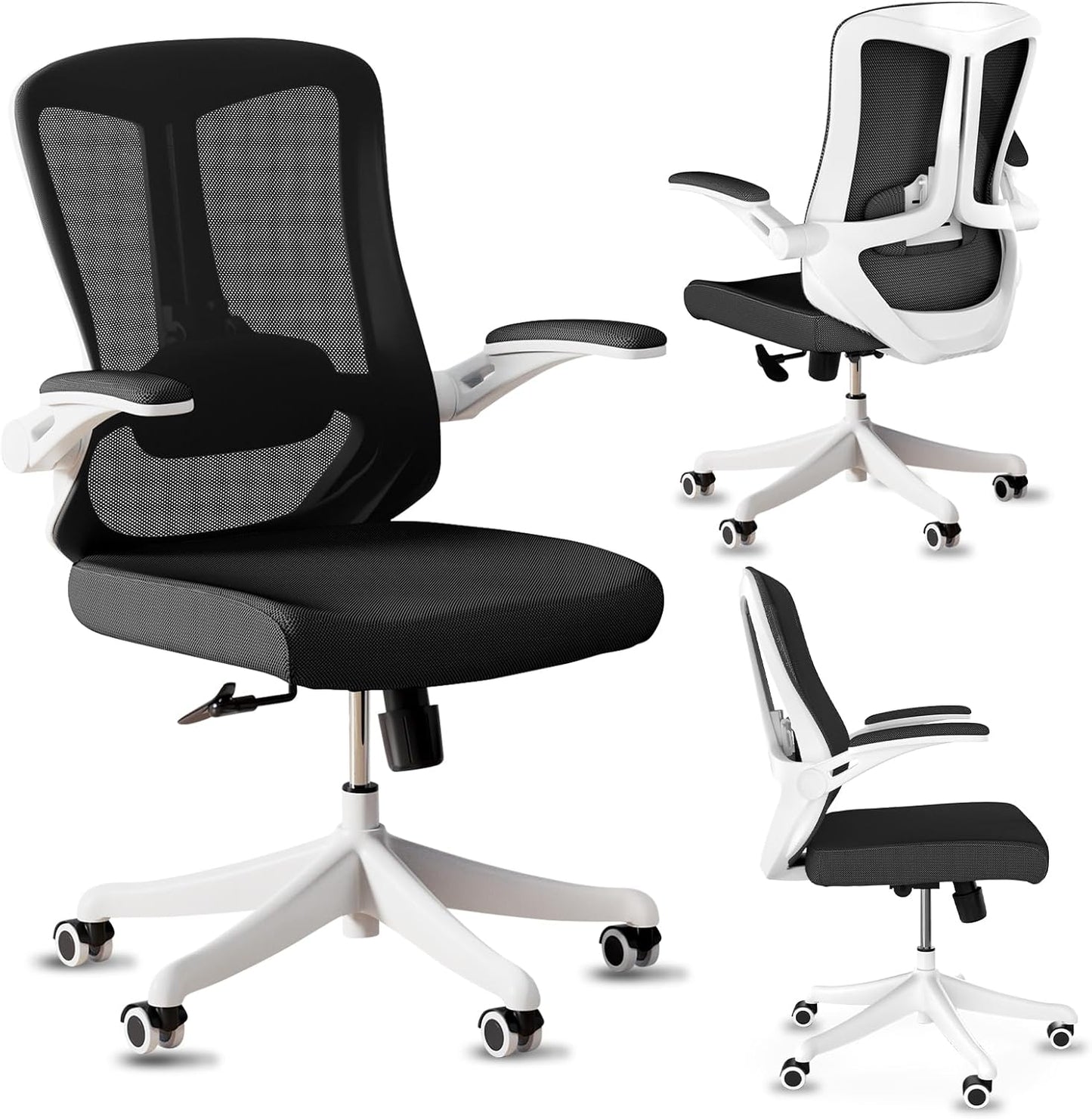 Mesh Office Chairs, High Back Ergonomic Office Chair with Lumbar Wide Comfty Compute Desk Chair for Home & Office Bedroom Study Student (Black)