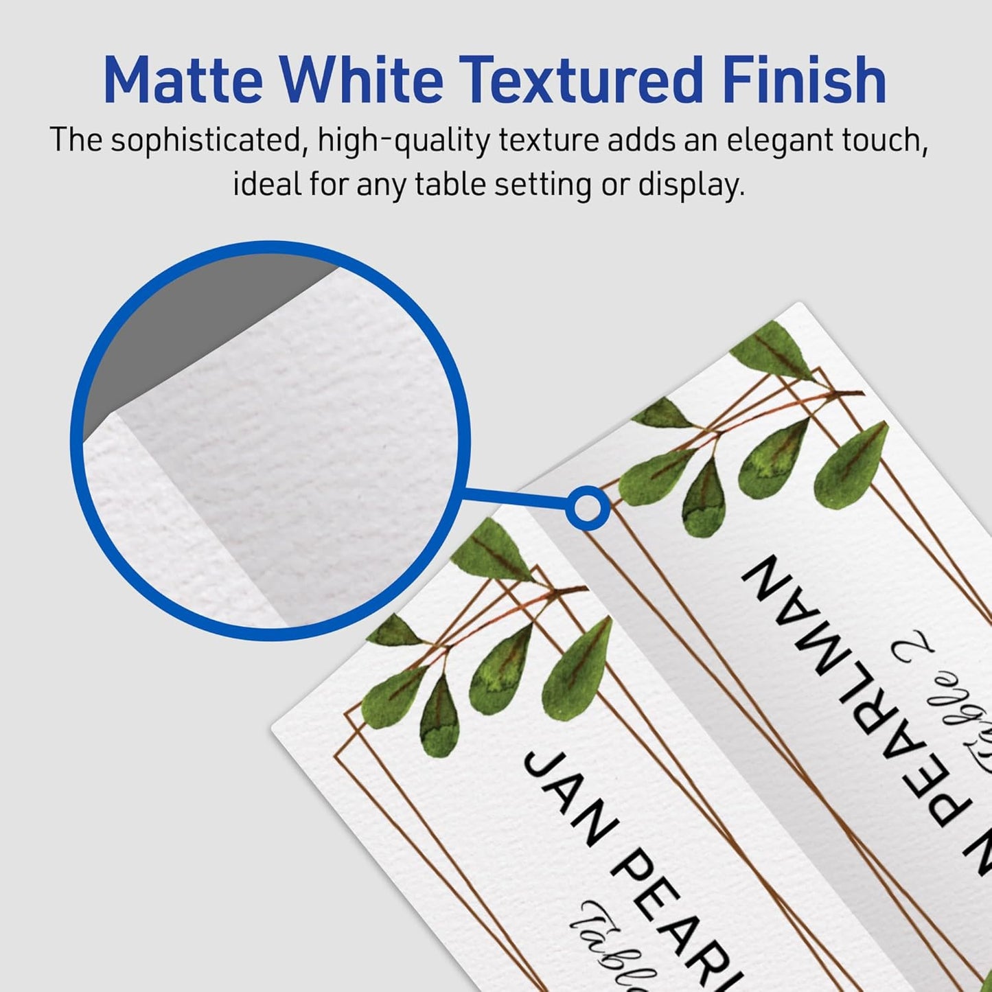 Avery Printable Place Cards with Sure Feed Technology, 1-7/16" x 3-3/4", Matte White, 150 Blank Tent Cards for Laser or Inkjet Printers (5011)