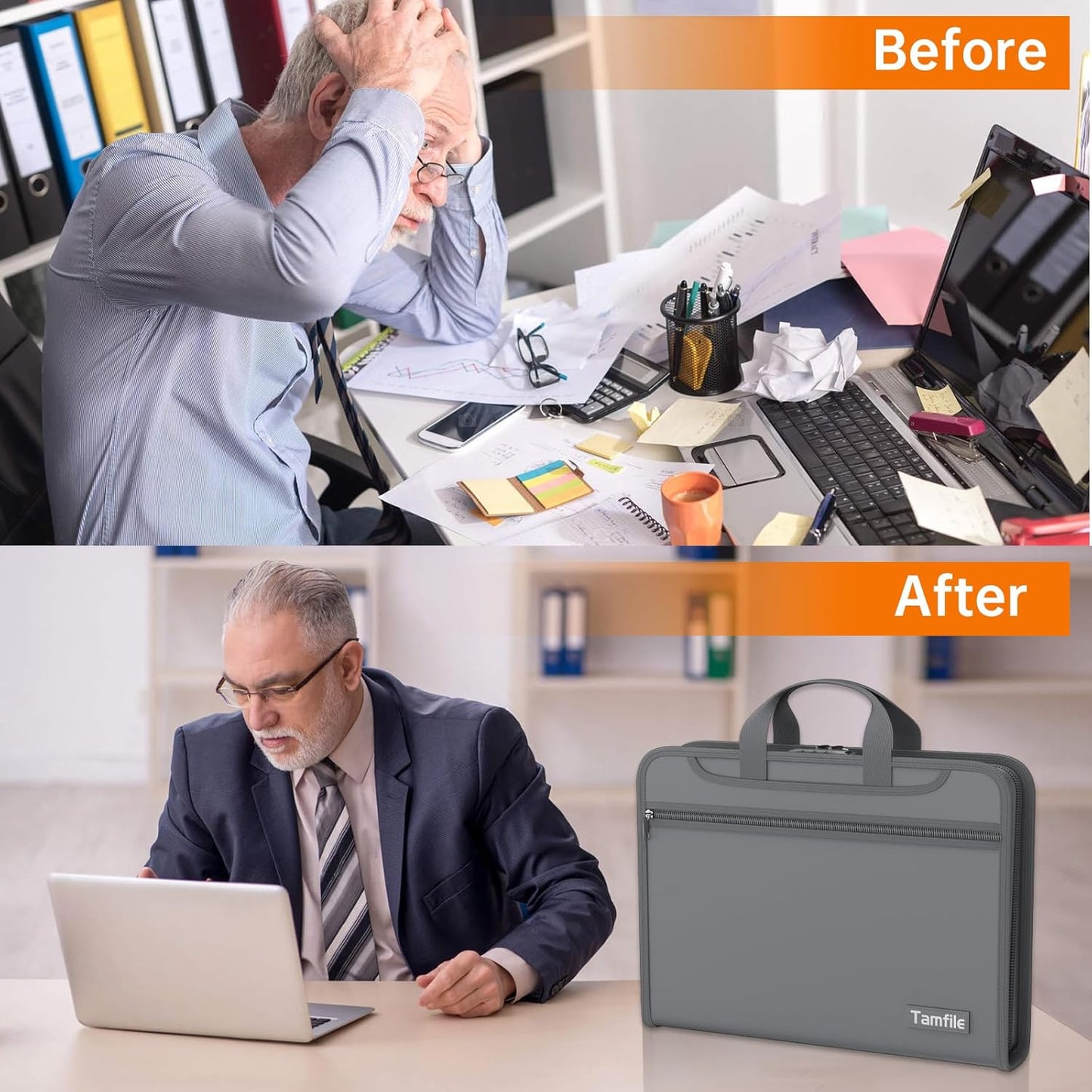 5200℉ Fireproof Accordion File Organizer with Lock, Thickened Document Organizer 13 Pocket with Zipper & Labels, Important Document Organizer, Expanding File Folder with Handle for Letter A4 (Grey)