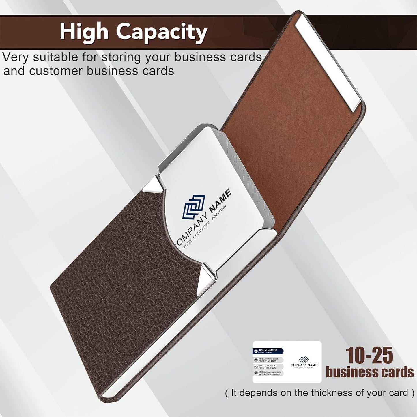 Business Card Holder with Ultra Slim Design, Business Card Case with Premium PU Leather, Suit Pocket Metal Card Holder for Women/Men, Magnetic Closure Quick Access Cards