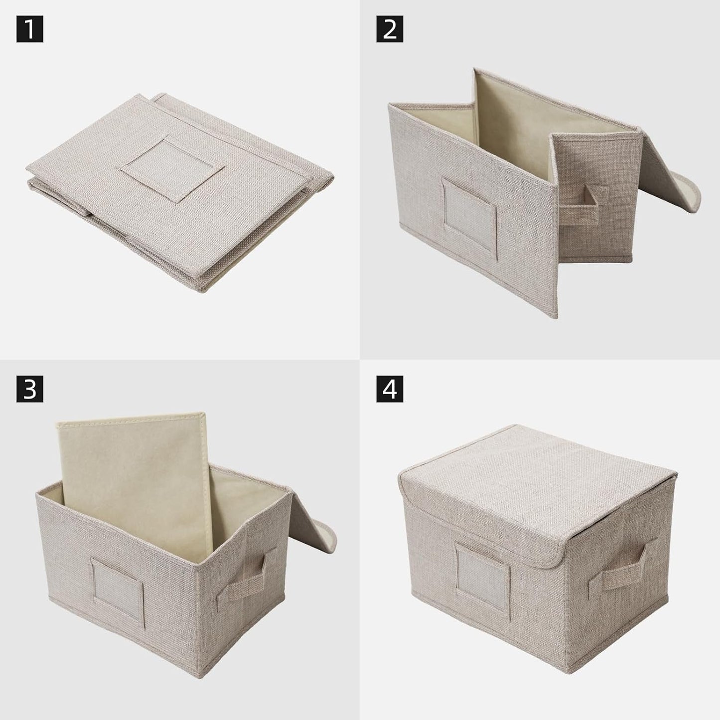 Vienrose Greeting Card Organizer Storage Box with 20 Removable Dividers, 84 Self-stick Labels, Perfect for Photos, Envelopes, Scrapbooking, Paper, Stickers Holder 2 Pack Beige