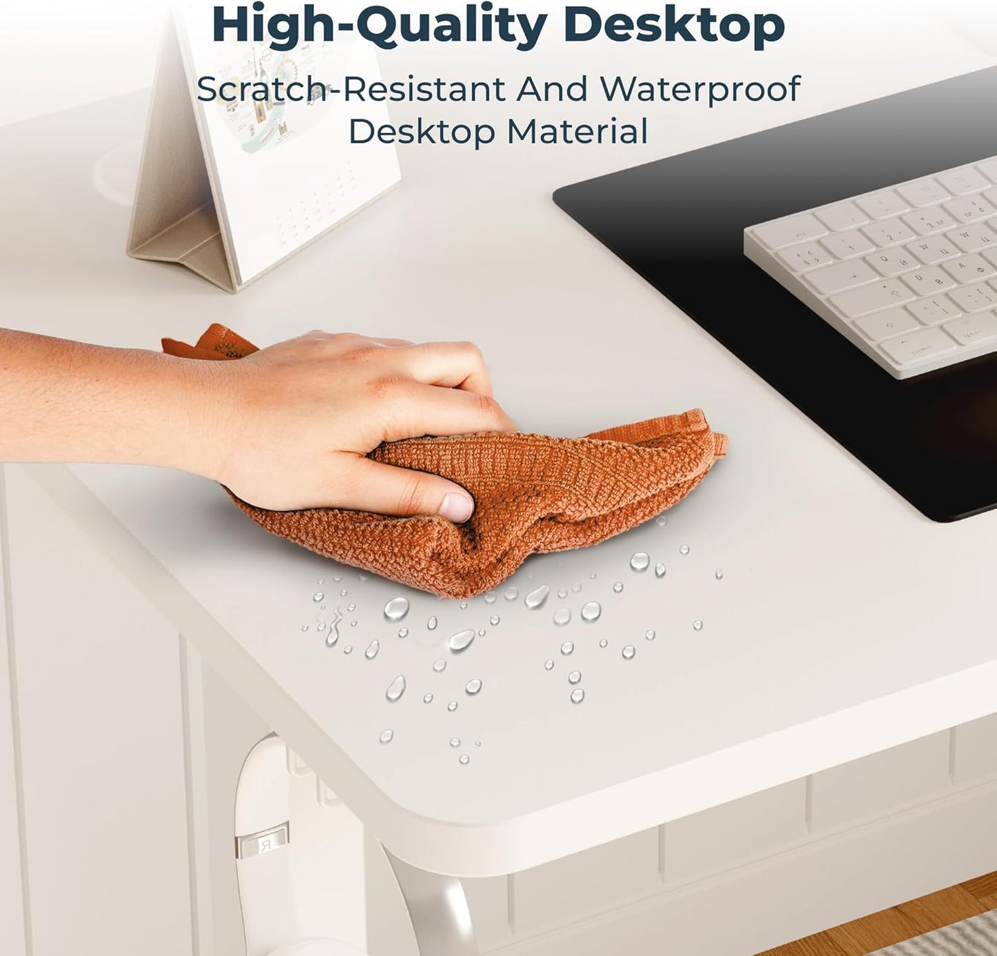 Adjustable Stand Up Desk with Memory Preset, Standing Desks 55 x 24 Inch Electric Home Office Desk Computer Workstation Splice, White Top + White Frame