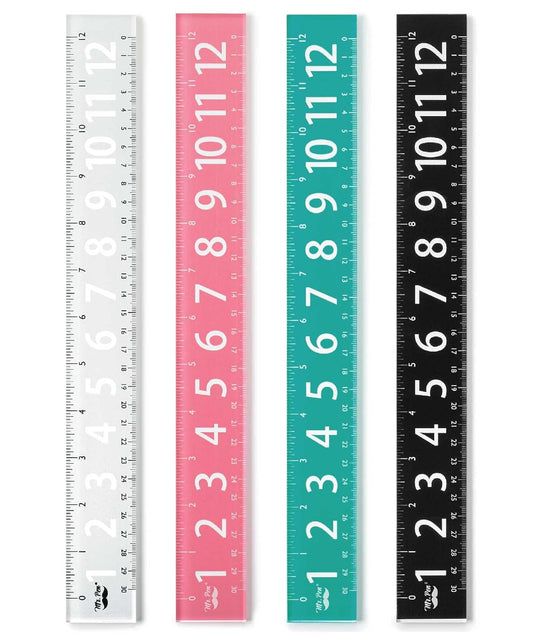 Mr. Pen- Plastic Rulers with Large Numbers, 12-Inch, 4 Pack, Metric & Imperial, Colorful Rulers for Kids, Ruler 12 Inch, Metric Ruler, mm Ruler, Rulers 12 Inch Ruler, Rulers for Kids
