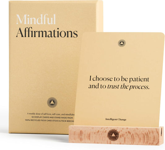 Intelligent Change Mindful Affirmations, 52 Positive Affirmation Cards for Women with Display Stand, Daily Affirmations for Inspiration, Mindfulness & Self Care, Unique Gifts for Women and Men