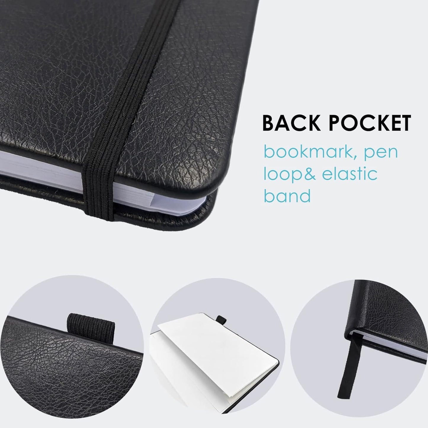 Elegant Password Book with Alphabetical Tabs - Hardcover Password Book for Internet Website Address Login - 5.2" x 7.6" Password Keeper and Organizer w/Notes Section & Back Pocket (Black)