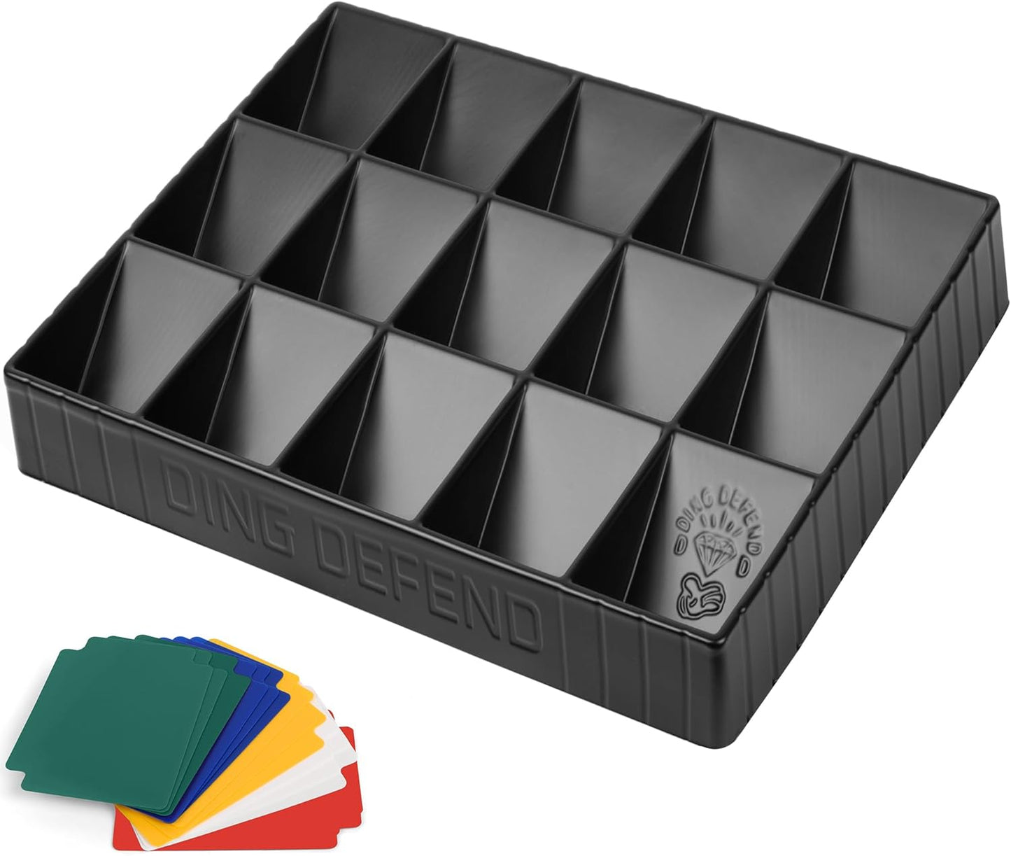 Card Sorting Tray - Stackable Trading Cards Organizer - 15-Compartment Tray Sorter for Organizing Raw, Sleeved or Toploaders - Includes Organization Insert Dividers