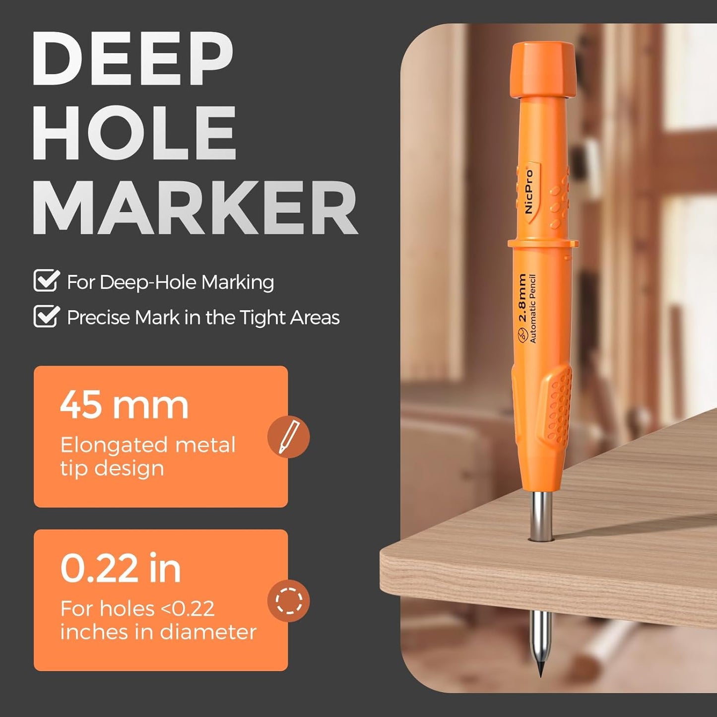 Nicpro 6 Pack CP3000 Carpenter Pencil with Sharpener, Mechanical Pencils Set with 78 Refill, Heavy Duty Construction Pencil, Carpenter Tools for Architect Marking (Red,Black,Yellow,Orange,Green,Blue)