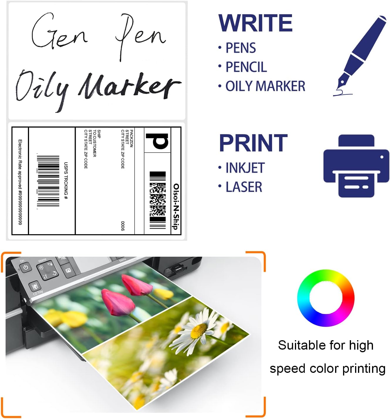 8-1/2"×5-1/2" Shipping Labels 200 Labels Sticker Paper for Laser/Ink Jet Printer mailing Labels 8.5"×11" White 2 per Sheet