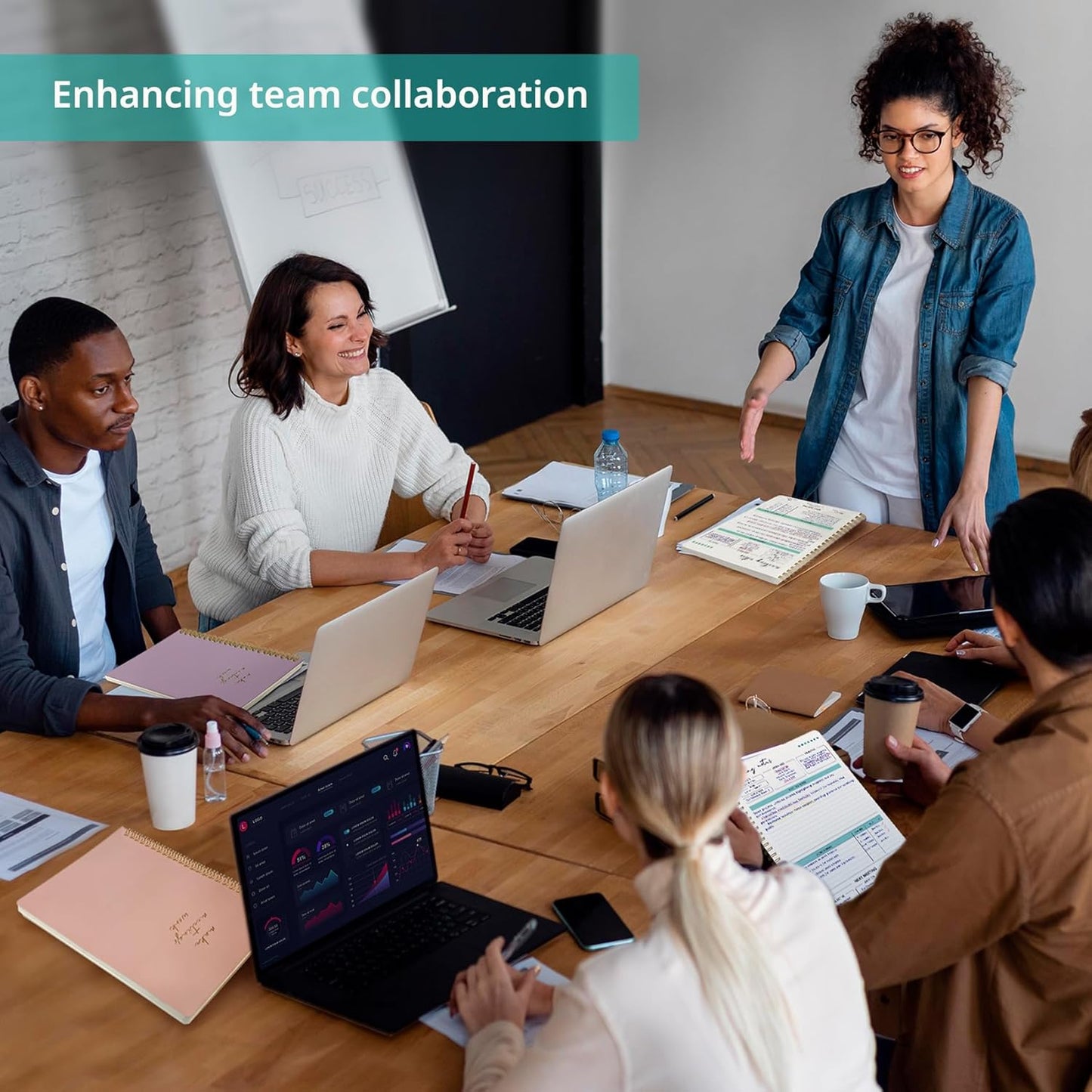 Meeting Notebook for Work Organization - Work notebook with action items, Meeting Minutes Planner Notebook, Perfect Office Supplies for Men & Women - Purple