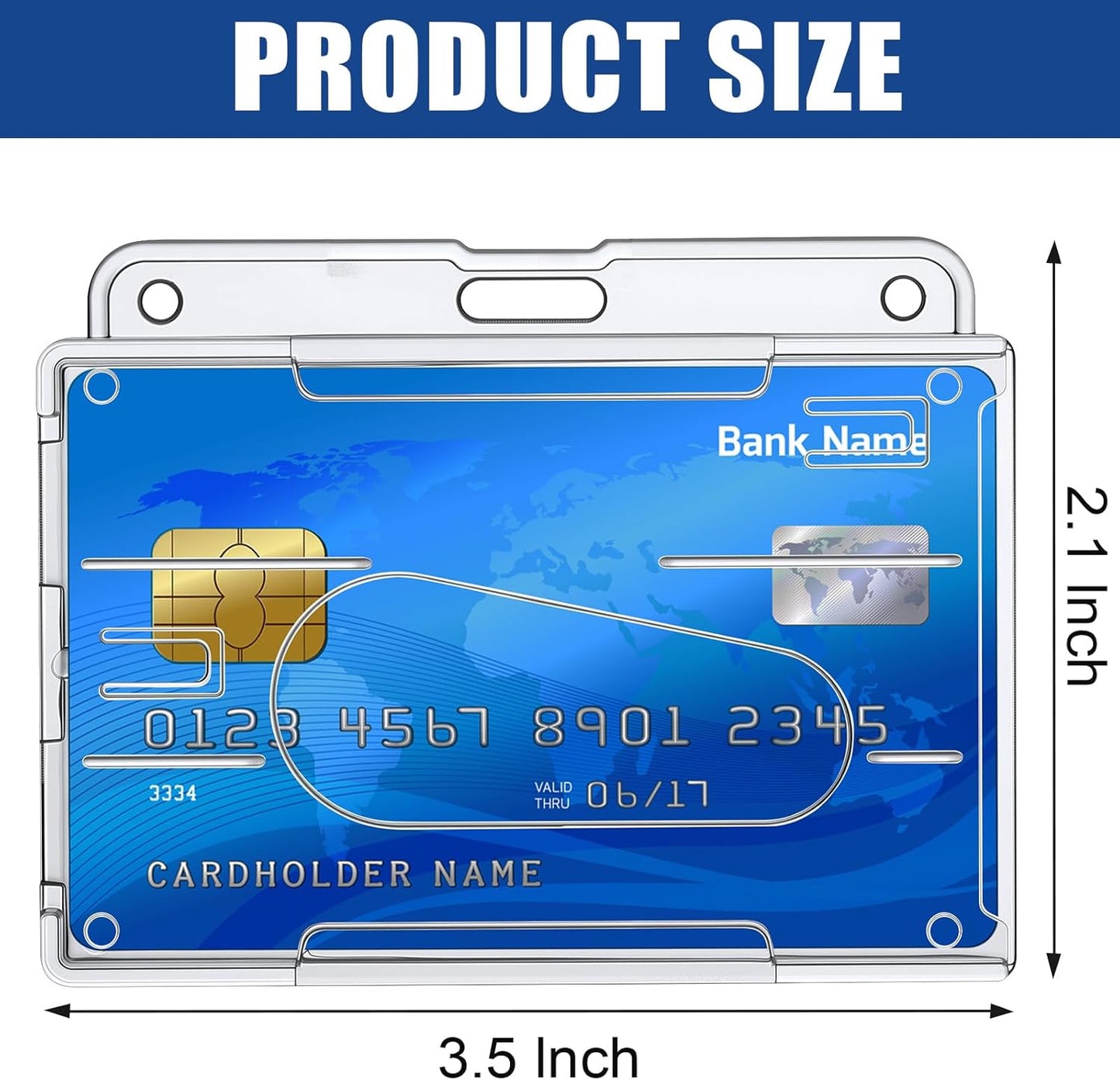 Marspark 25 Pcs 2 ID Badge Holder Heavy Duty Plastic ID Card Holder Transparent Protector Clear Badge Protector Cover Sleeve Protective Cover with Thumb Slot for Credit Card(Horizontal)