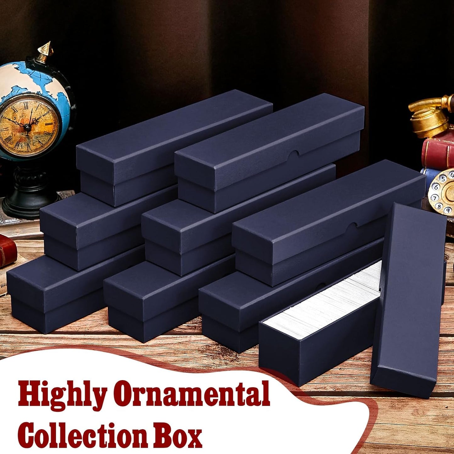 Teling 8 Pcs Coin Storage Box 2x2inch Flip Holders Collectors Coin Supplies Holders for Cents Collection Cardboard (Blue)