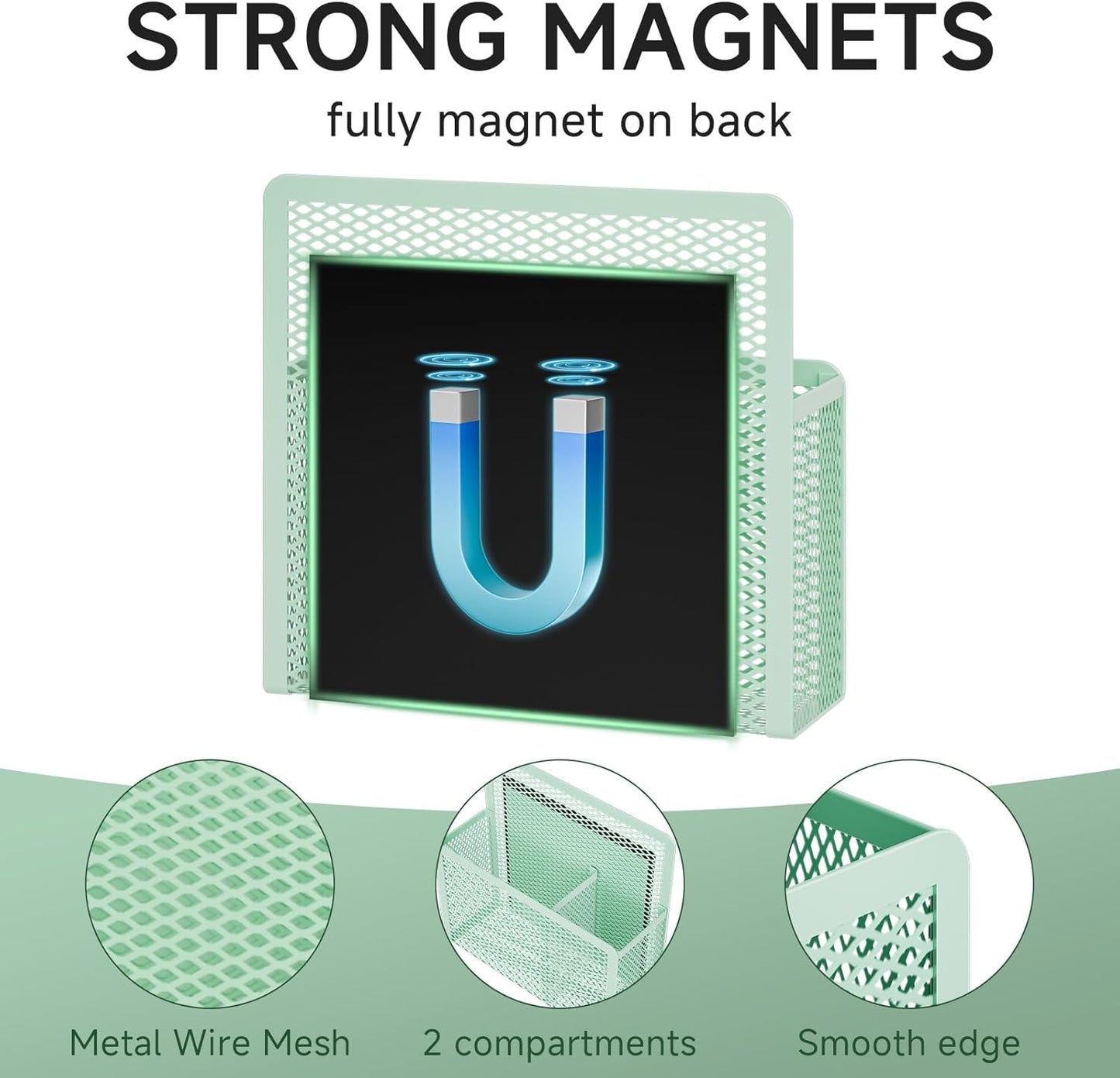 Magnetic Dry Erase Marker Holder, Mesh Pen Holder for Whiteboard，Magnet Pencil Organizer Storage for Refrigerator Locker Accessories Organizer for Home, School and Office(Green)