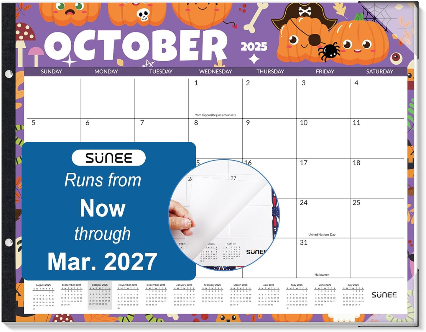 SUNEE Desk Calendar 2025-2026 Large 22x17 from October 2025 to March 2027, Extra Large Desktop Monthly Calendar Pad 18 Months For Teacher or Family, Desk Top, Seasonal