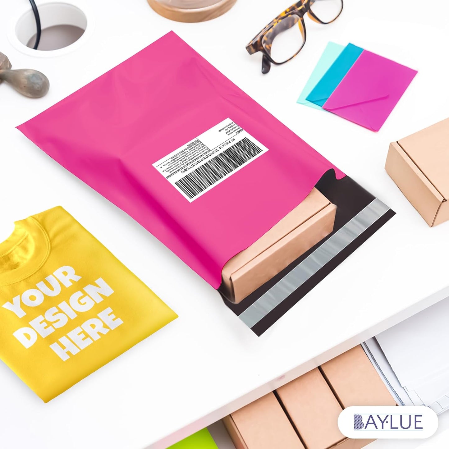 Hot Pink Poly Mailers 9x12 Inch | Strong Adhesive Self-Seal mailer Bags | Tamper, Tear, Water Resistant Shipping Envelopes | Thick Strong Material Polymailer Bags Clothing Bag | 1000 Pack Bulk