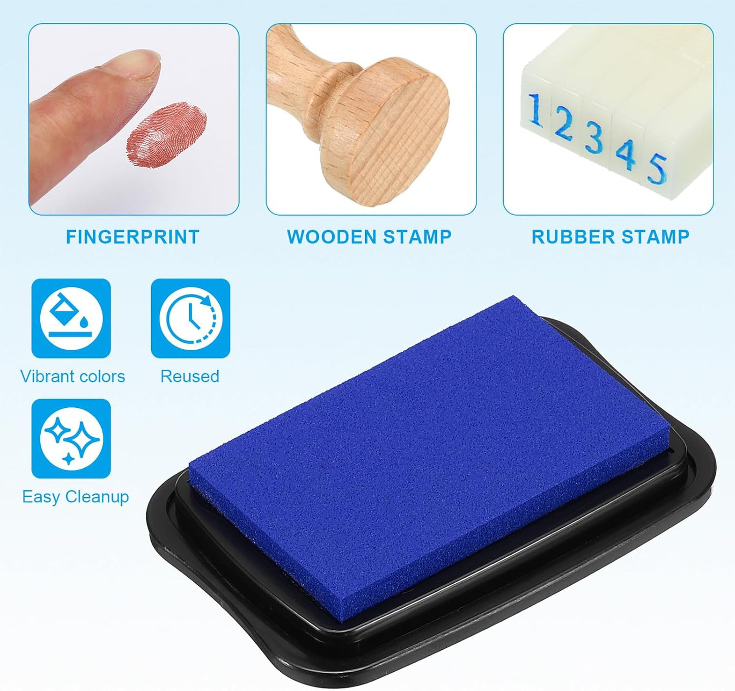 PATIKIL 3"x2" Large Stamp Pad, 2Pcs Washable Craft Ink Pad for Rubber Stamp Card Making Stamping Scrapbook Fingerprint Handprint, Dark Blue/Black