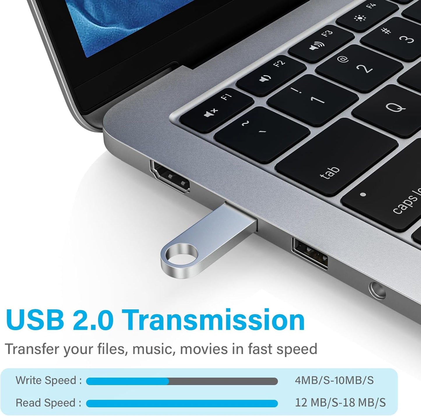 ABLAZE 1GB Flash Drive 20 Pack, Metal USB 2.0 Thumb Drives with Keychains USB Sticks Pendrives (Sliver)