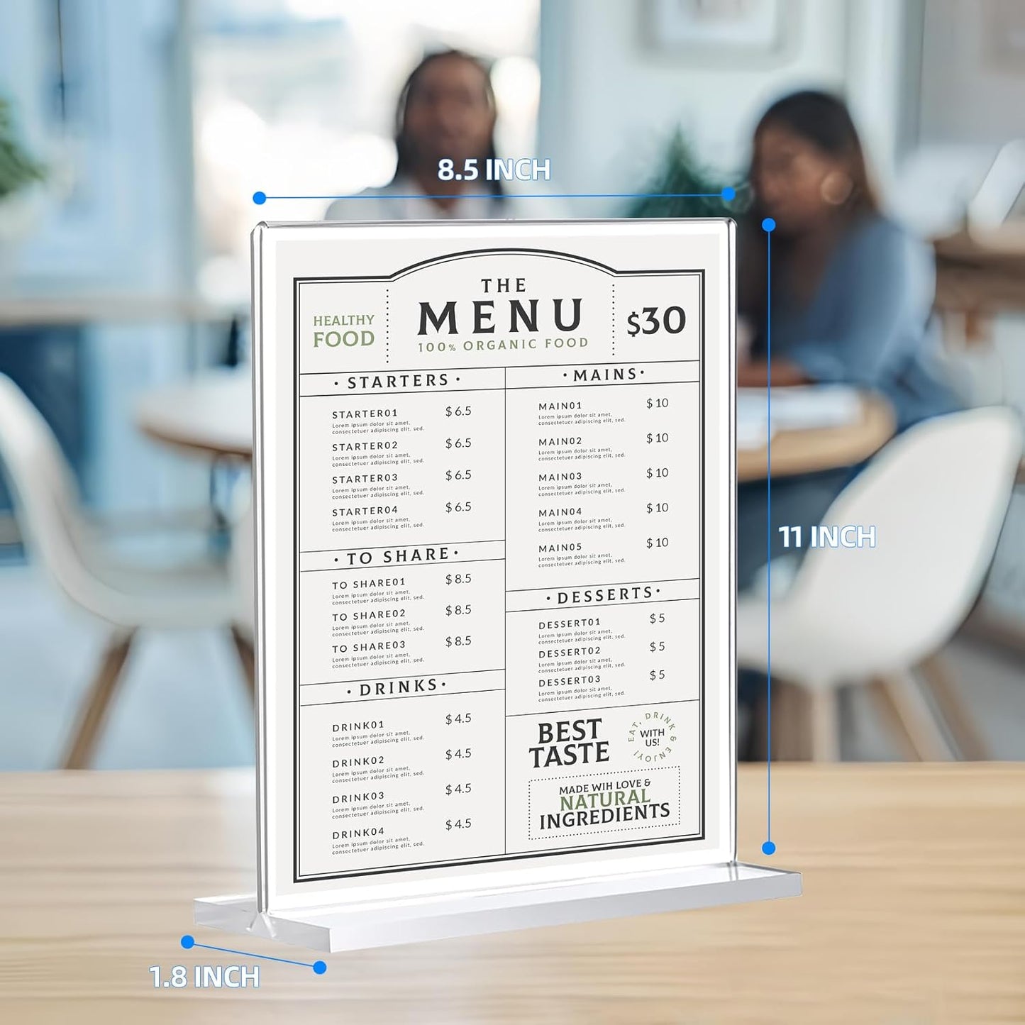 24 Pack Acrylic Sign Holder 8.5 x 11, Double-Sided Clear Sign Holder Plastic Stands for Display, T Shape Acrylic Table Sign Stands for Office Store Restaurants Wedding Party Decoration