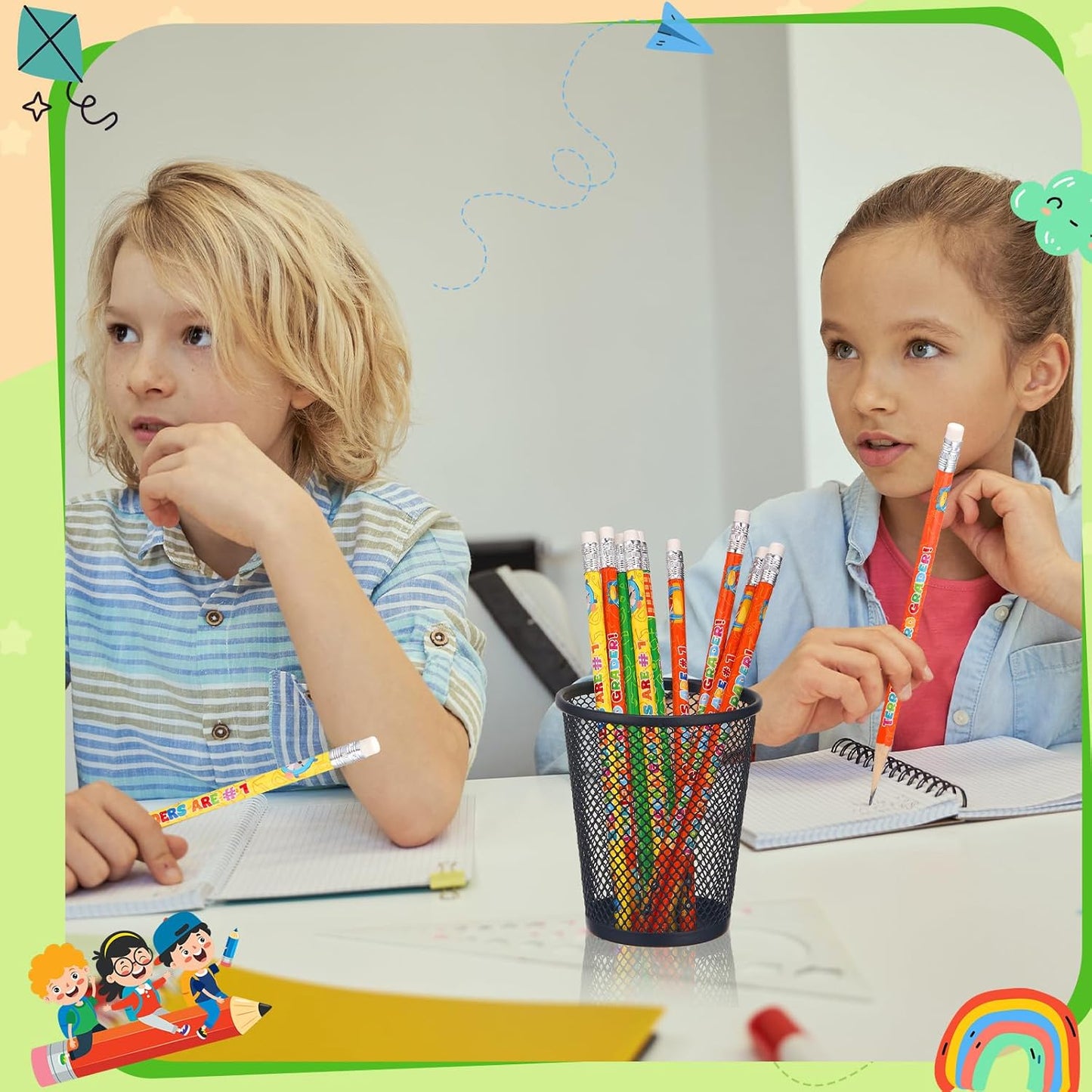 Tenceur 120 Pcs 3rd Graders Pencils, 3 Motivational Cute Pencils Bulk with Erasers for Kids Student Teacher Classroom Reward Back to School Supplies