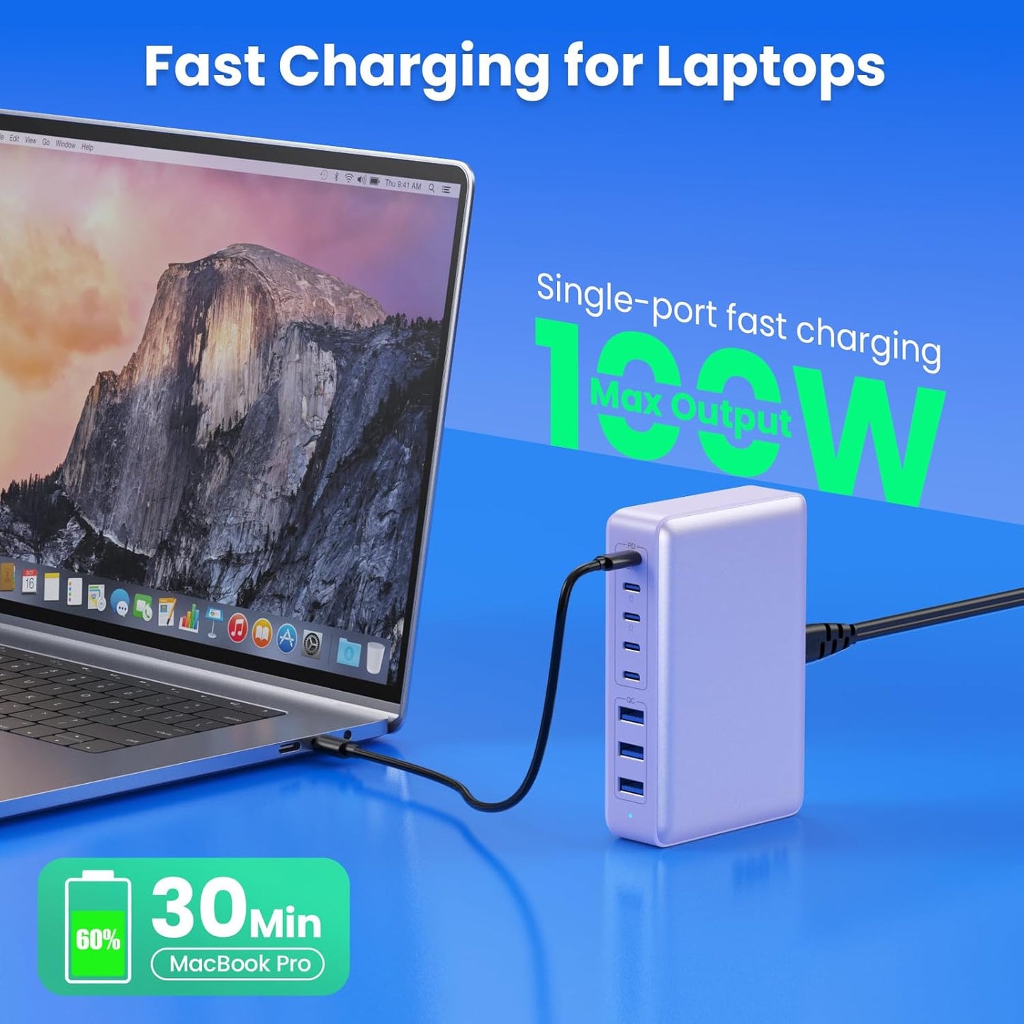 USB C Charger 300W USB C Charger Block 8-Ports GaN IV Fast Charging Station,PD 100W Laptop Charging Hub Wall Adapter Compatible with MacBook/Air,DELL,Steam Desk,iPhone 16/15/14,Galaxy S24 etc