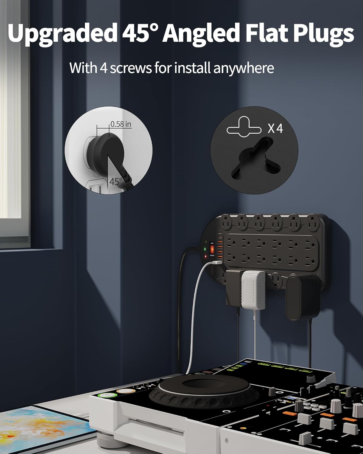 15Ft Power Strip Surge Protector (3,400 Joules), DEPOW 24 AC Multiple Outlets (1875W/15A) with 6 USBs (2 USB-C Ports), ETL Listed, Flat Plug Heavy Duty Long Extension Cord for Home, Office, Black