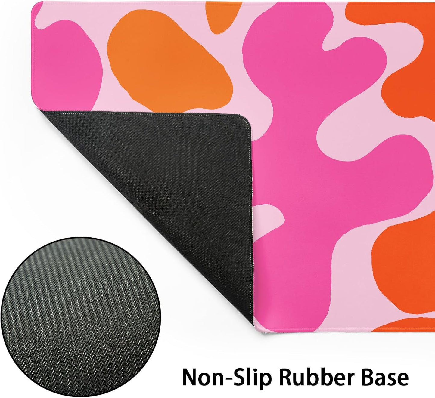 Pink Orange Cute Gaming Mouse Pad XXL Kawani Preppy Abstract Modern Extended Large Desk Mat Mousepad Non-Slip Rubber Base Stitched Edge Long Mousepad for Desktop Office PC, 35.4 x 15.7 inch