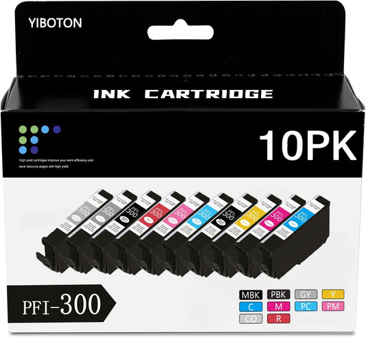 High Yield PFI-300 PFI300 Ink Cartridge Compatible for PRO-300 Professional Photographic Inkjet Printer,10 Packs
