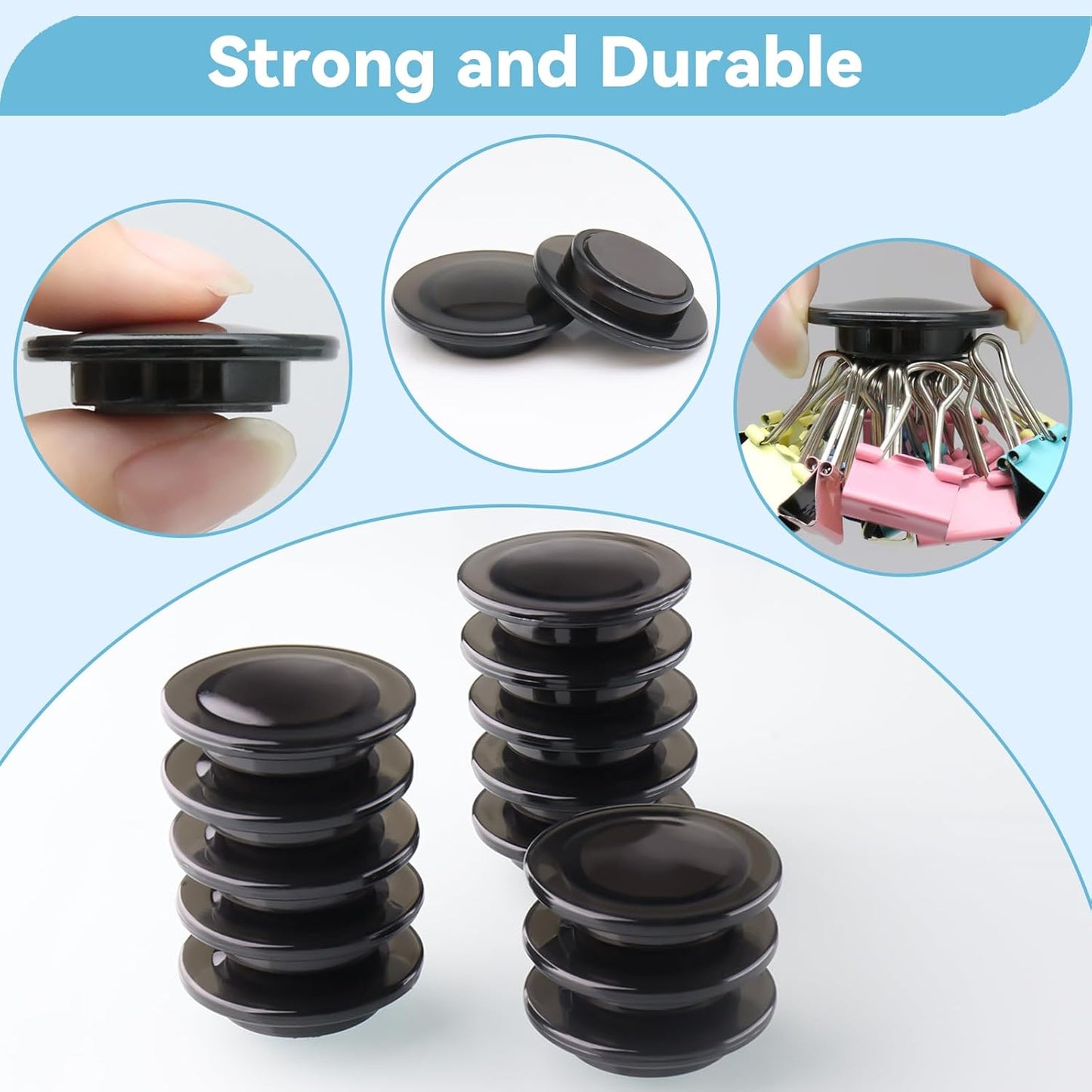 ZDZBLX Fridge Magnets, 28 Pack Mini Magnets for Fridge, Locker, Classroom, Office (Black)