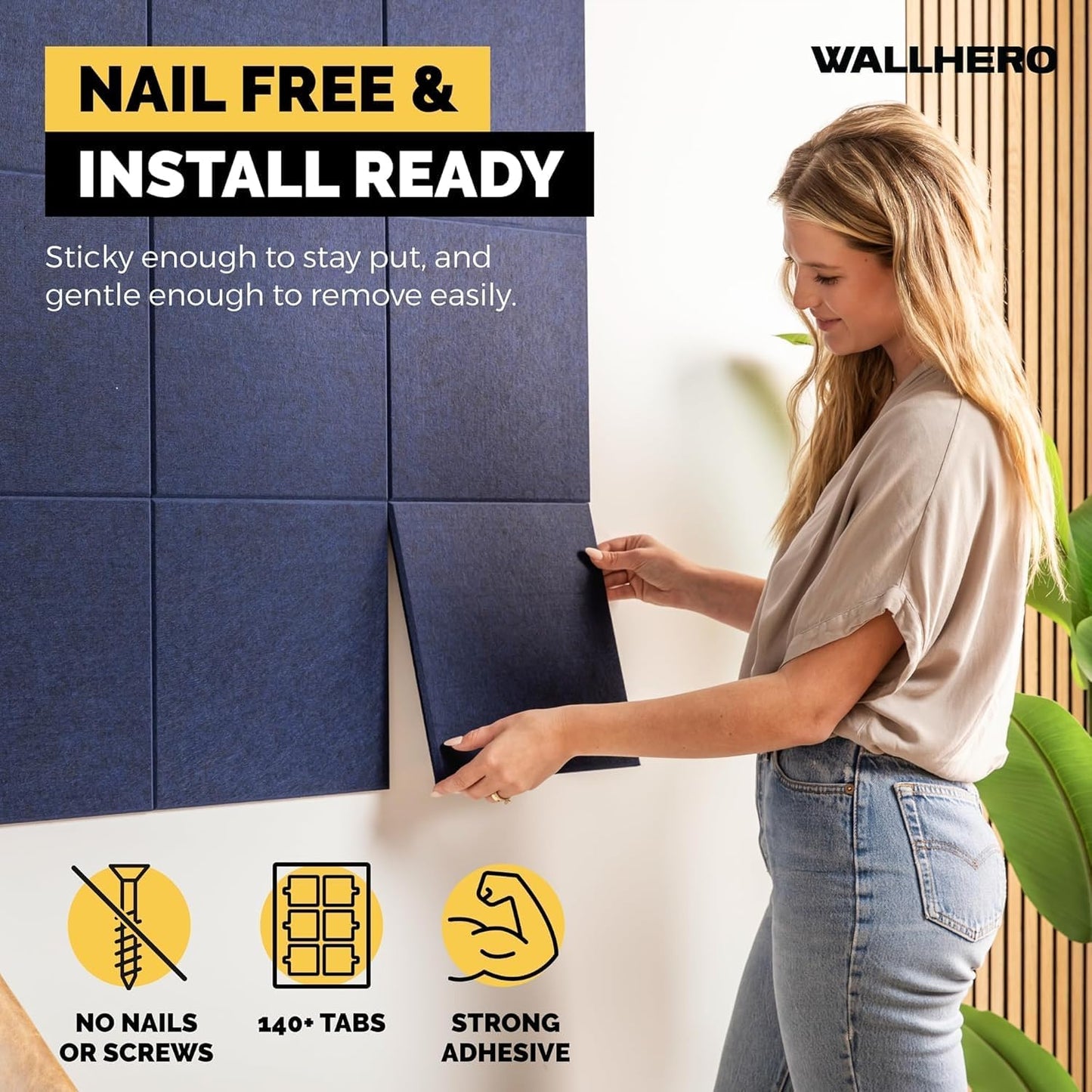 Large Cork Board Alternative | 15 Pack | Sizing Up to 59”x36”, Felt Wall Tiles, Office Wall Decor, Large Cork Boards for Walls, Corkboard, Cork Board for Office, Pin Board, Blue