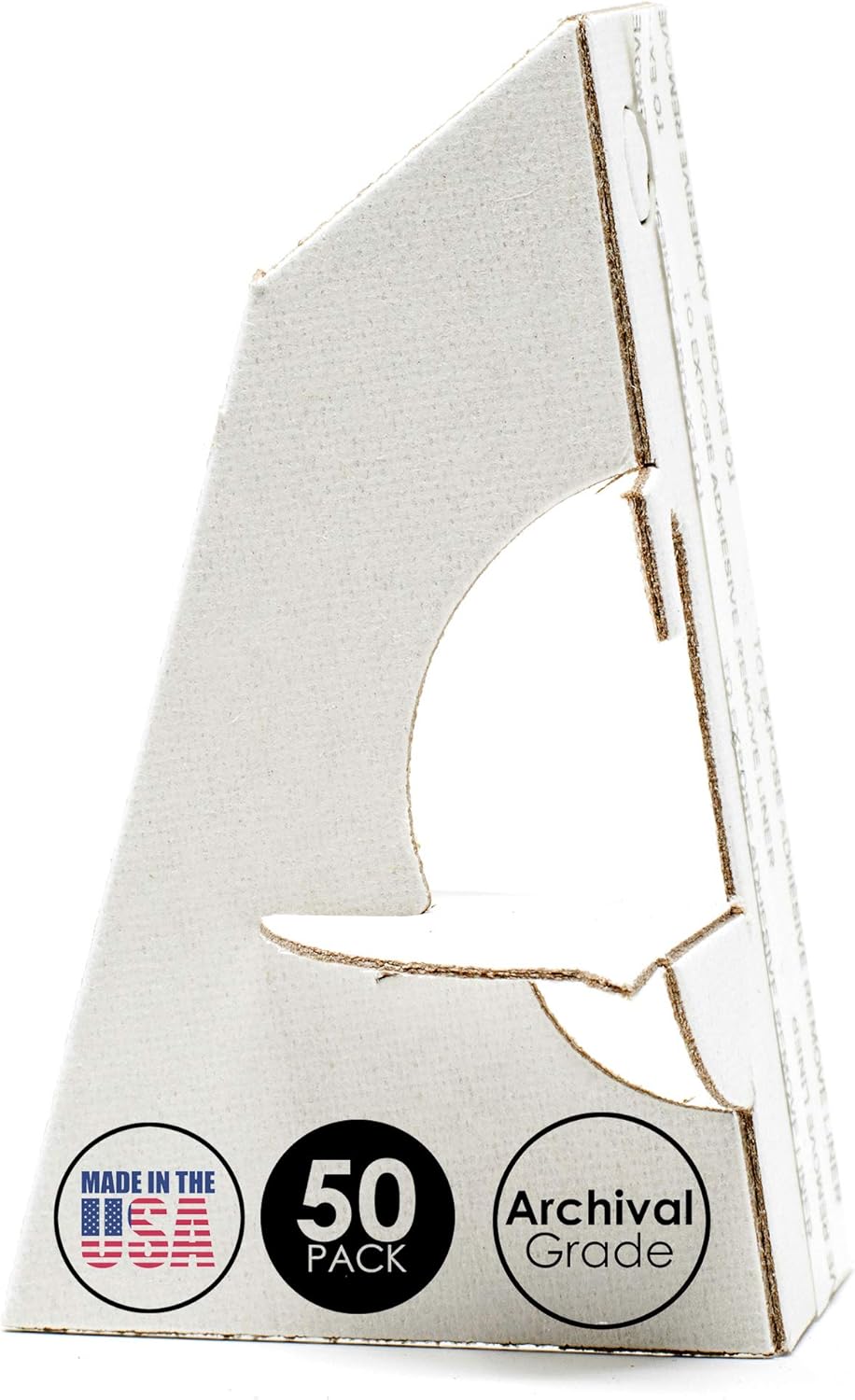 Golden State Art, 3 Inch Self Stick Easel Back, Cardboard Stand, Single Wing, Archival Quality, Display Posters Pictures Brochures, Easy and Fast Application (Pack of 50) White, Made in USA
