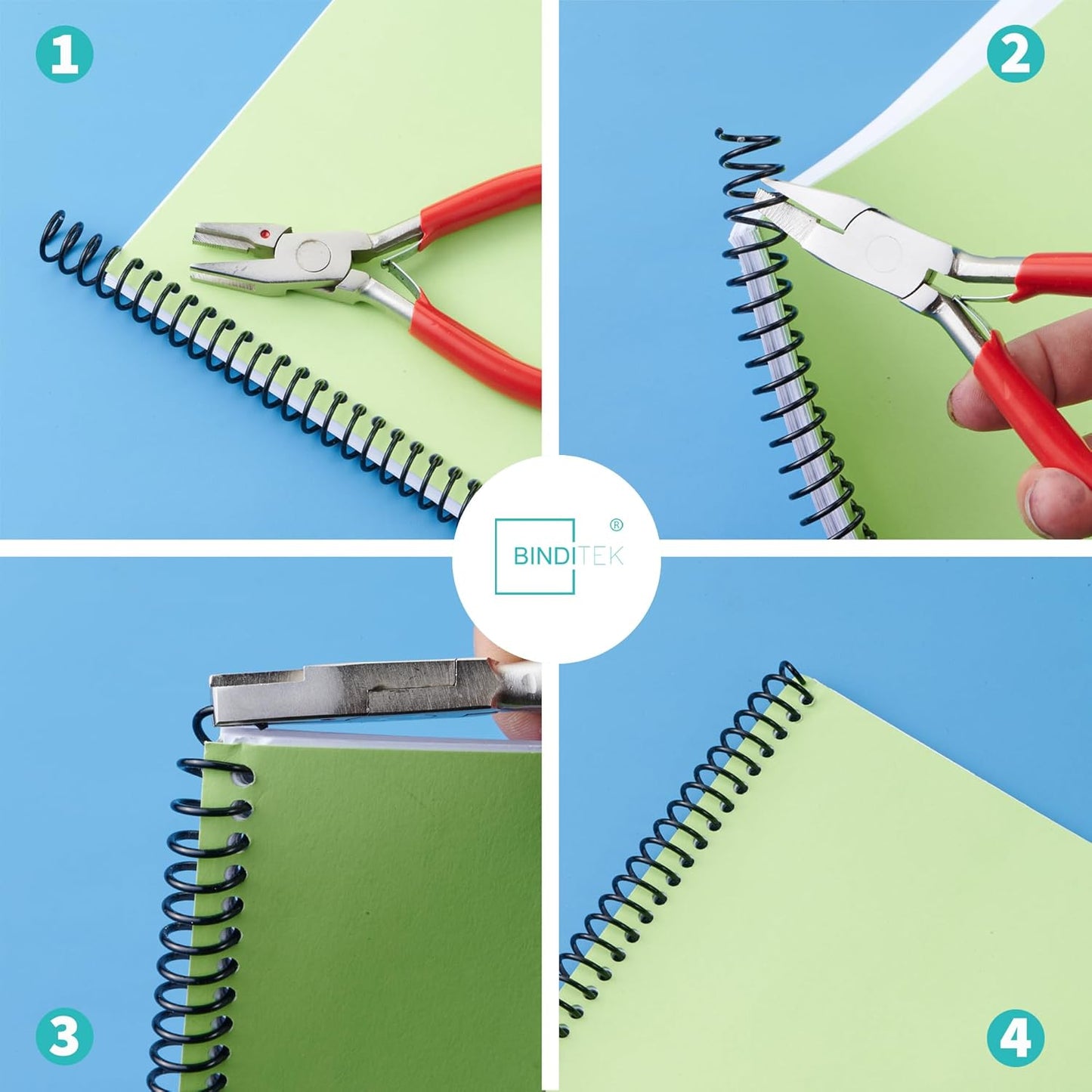 Binditek 100 Pack Plastic Spiral Binding Coils, 8mm(5/16"), 40 Sheet Capacity, 4:1 Pitch, Black, 48Loops, for Letter Size, for Students and Coworkers