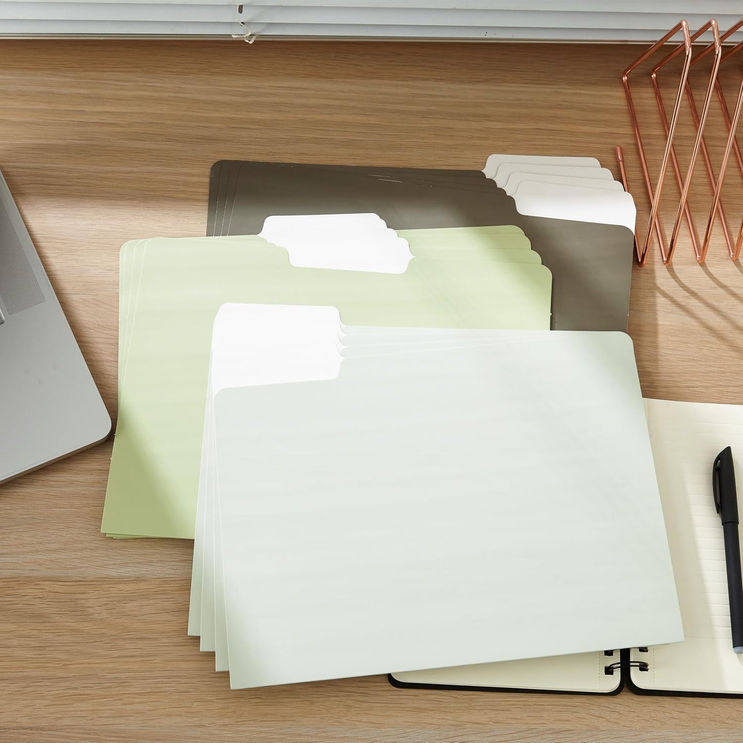 Y YOMA 12 Pack Colored File Folders Letter Size Gradient File Folder with 1/3-Cut Tab Cute Pretty Decorative Heavyweight Filing Folder File Organizers for Office School Home Desktop, Leaf Green