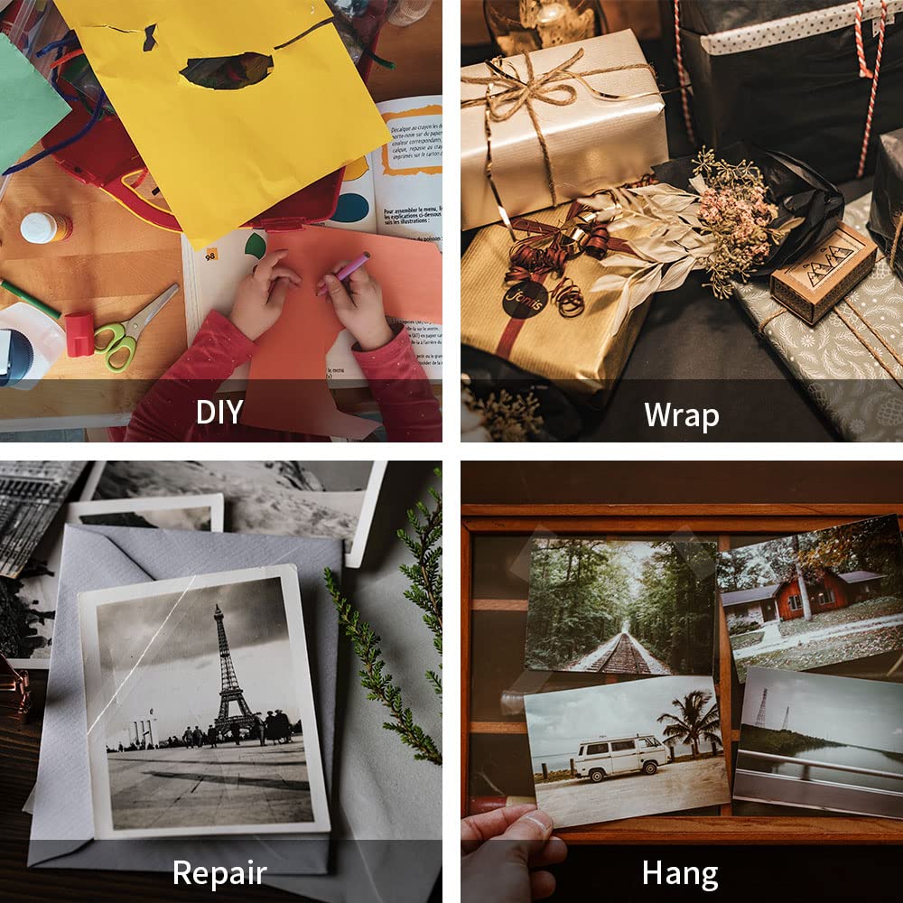 24 Rolls Transparent Tape Refills, Clear Tape, 3/4 x 800 Inches, Glossy Gift Wrapping Tapes for Dispenser, Office, School, Home