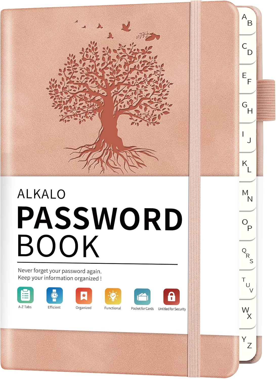 Password Book with Alphabetical Tabs, 4.5"x5.9"Small Pocket Password Keeper Book, 160 Pages/100GSM Hardcover Notebook, Password Organizer for Internet Website Address Login