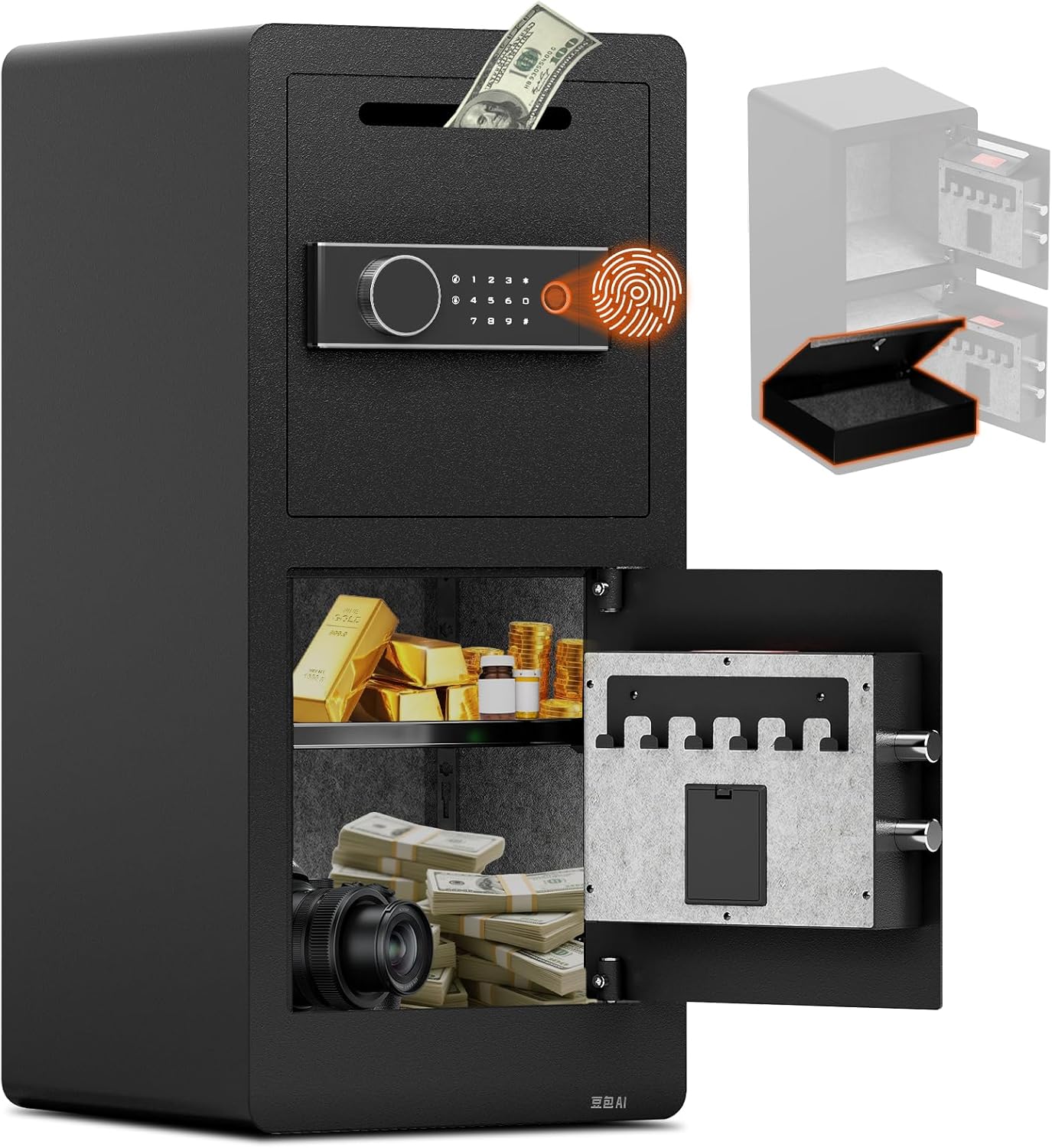 Extra Large Heavy Duty Double Door Home Safe Fireproof and Waterproof Bag Security Safe with Removable Shelves Digital Safes with Hidden Lock Box for Money Files Medicines (7.0 Cub Double Door)