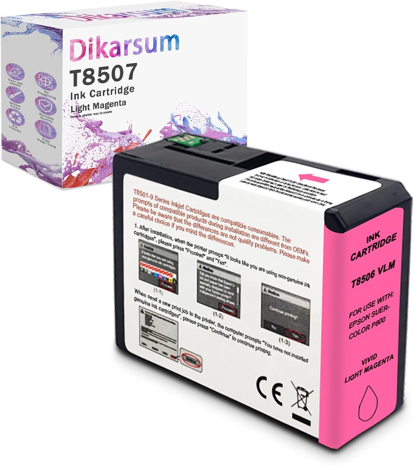 T850 Ink Cartridge Remanufactured T8506 T850600 Ink Cartridge Replacement for Surecolor P800 Printer(Light Magenta)