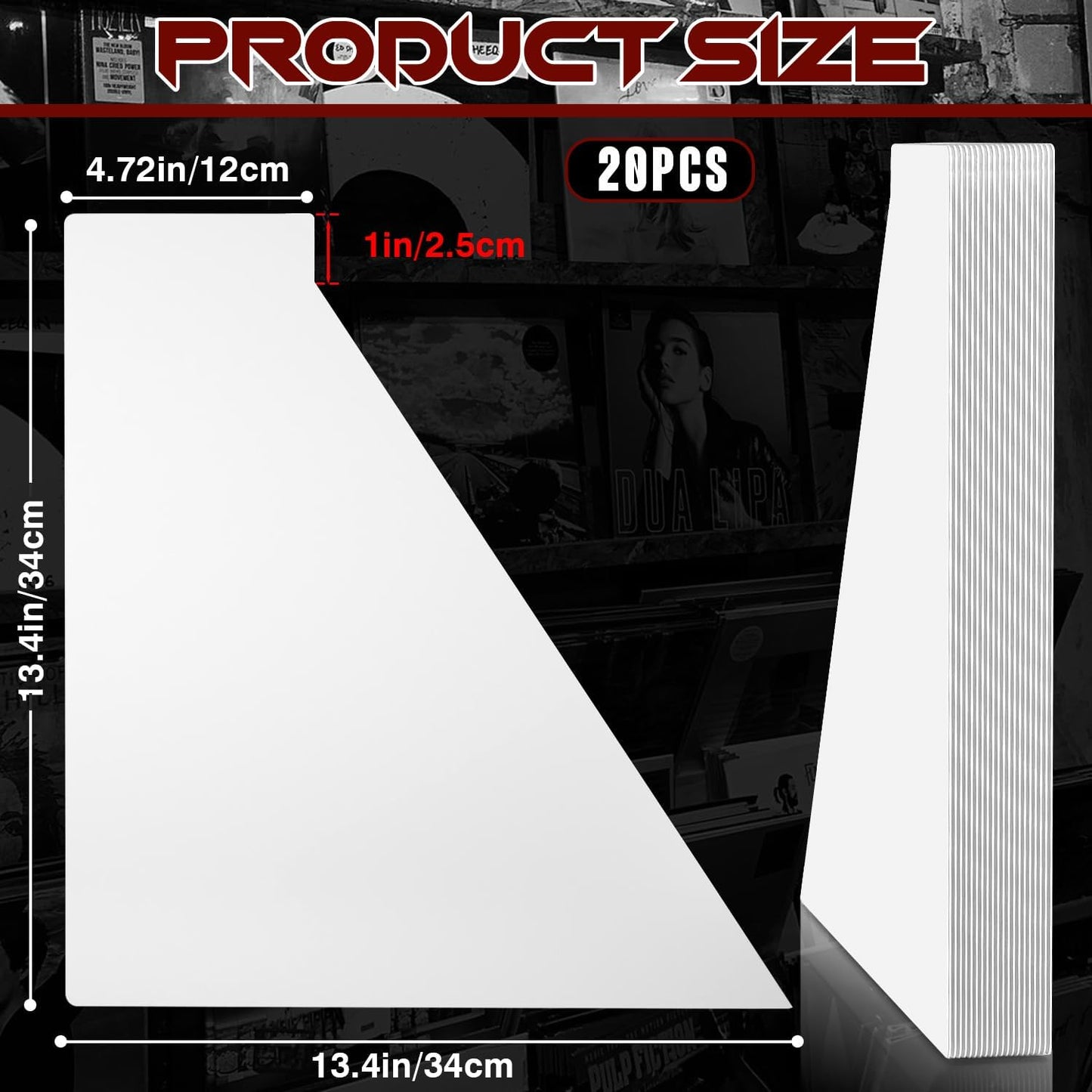 Facmogu 20PCS Vinyl Record Dividers, 12 Inches Reusable Index Card Dividers, Writable Blank DIY Album Vinyl Separators for LP DVD Record Organizer, Horizontal and Vertical Record Storage Card - White