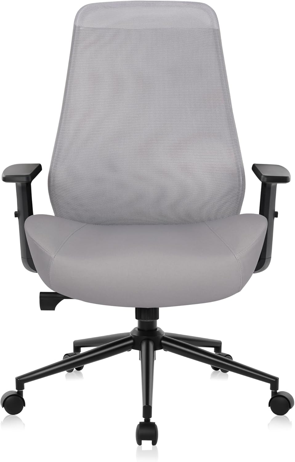 HYLONE Office Chair, 5" Thickened Seat Ergonomic Desk Chair with Adjustable Armrests, Home Office Computer Chairs for Long Hours Mesh Executive Chair(Black Base&Grey)