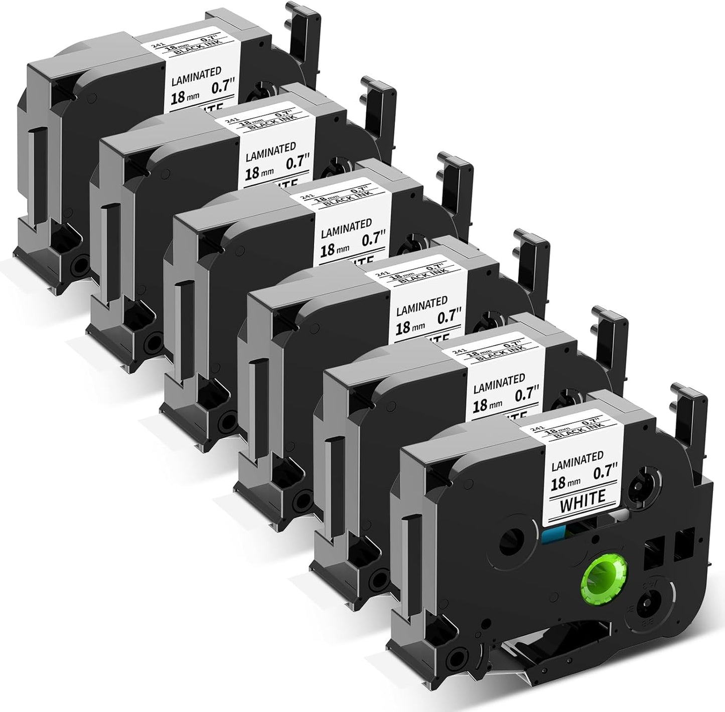6-Pack Replace for Brother P Touch Label Tape TZe-241 TZe241 TZ-241 Compatible with Brother Label Maker Tape TZe TZ Tape PT-D410 PT-D400 PT-D610BT PT-D600, 3/4 18mm 0.7 Laminated Black on White
