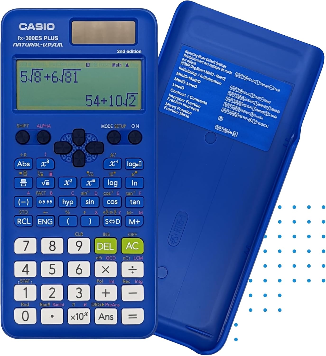 Casio fx-300ES Plus 2nd Edition – Standard Scientific Calculator | 262 Functions, Natural Textbook Display℠ | Ideal for Middle School, High School Math, Statistics & Algebra | Blue (Pack of 2)