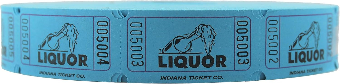 INDIANA TICKET CO. 2000 Raffle Tickets, Liquor, Blue, Single Roll, Ticket for Events, Entry, Class Reward, Fundraiser & Prizes