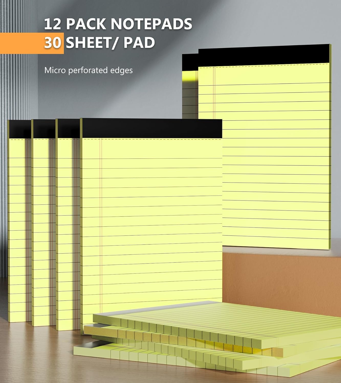 Yellow Note Pads, 12 Pack Legal Pads 4x6 Inch, Notepad of Lined Paper, Perforated Notepads, Pocket Writing Pads for Grocery List Shopping List, Memo Pads Scratch Pads for Daily Planning, 30 Sheet/Pad