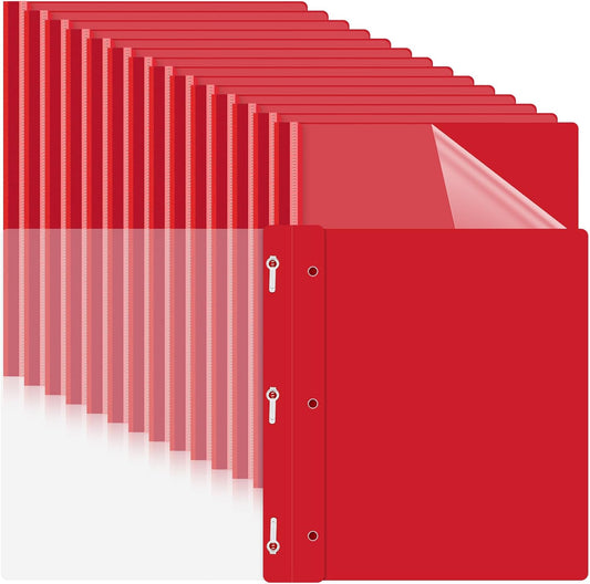 Teling 150 Pcs Plastic Report Covers with 3 Prong Clear Front Resume Folder Business Report Covers Bulk Presentation Folders Clear Front Report Folders for Documents, School, Office(Red)